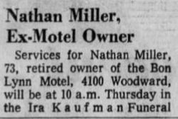 Bon Lynn Motel (Bon-Lynn) - Feb 1971 Owner Passes Away